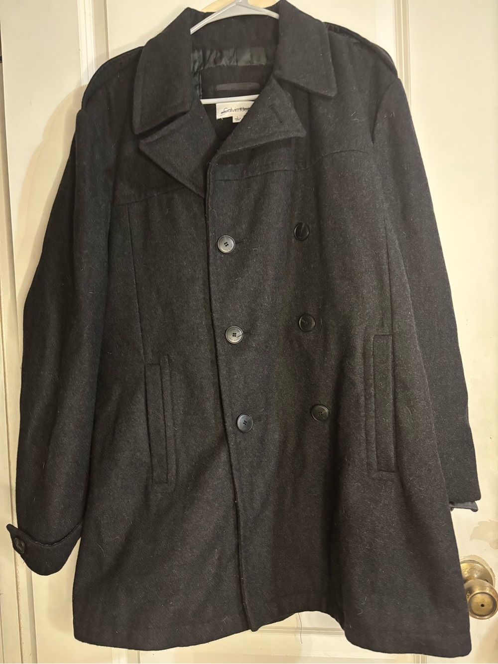 Calvin Klein Black Double-Breasted Pea Coat
